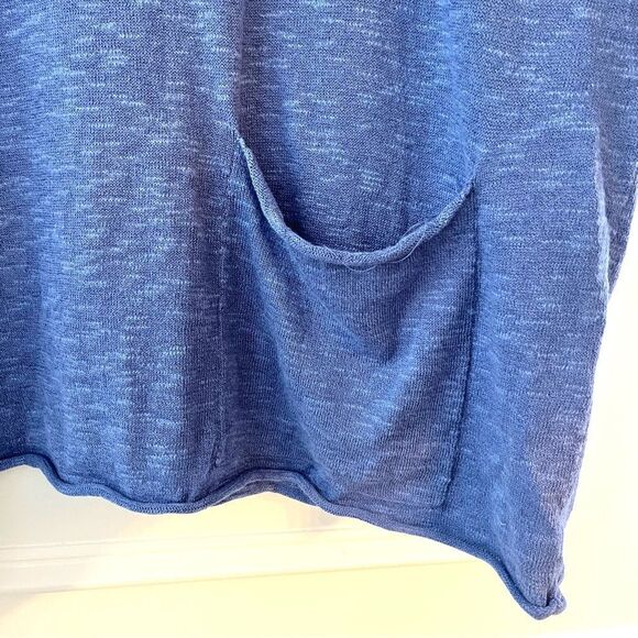 Eileen Fisher Long Sleeve Linen Cotton Box Top With Front Pocket Periwinkle NWT - Picture 3 of 11